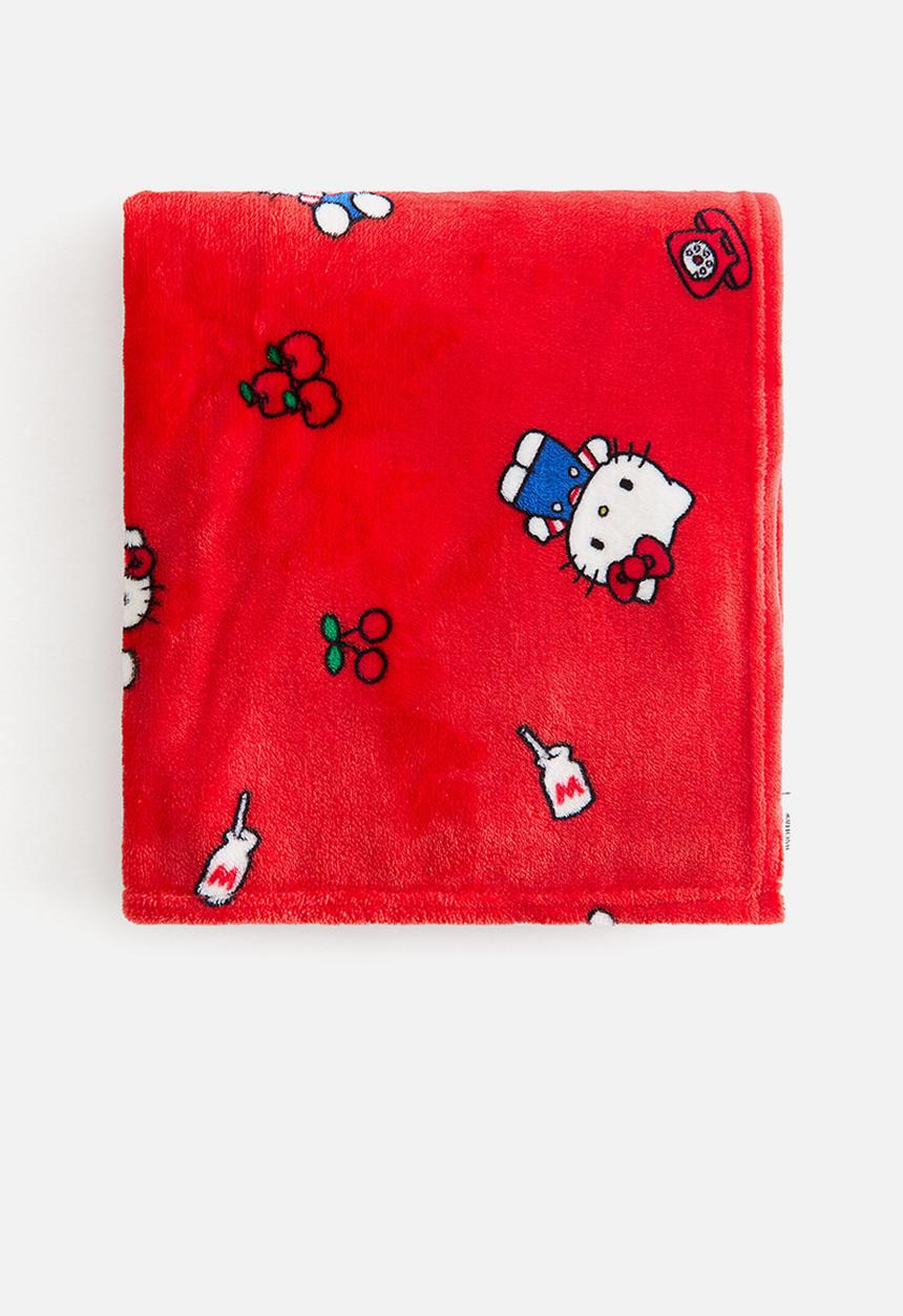 H&M - Patterned fleece blanket - red/hello kitty