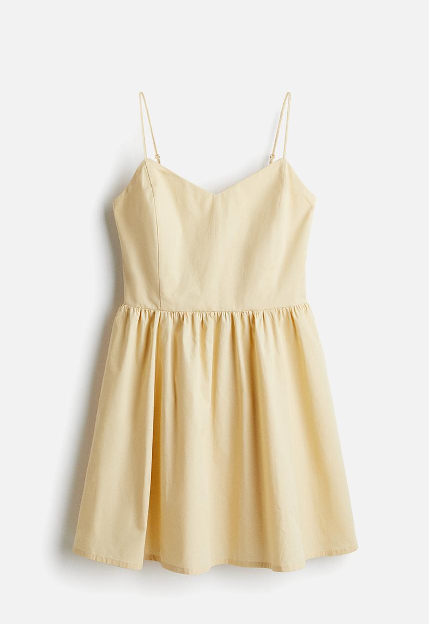 H&M - Flared-skirt cotton dress - light yellow