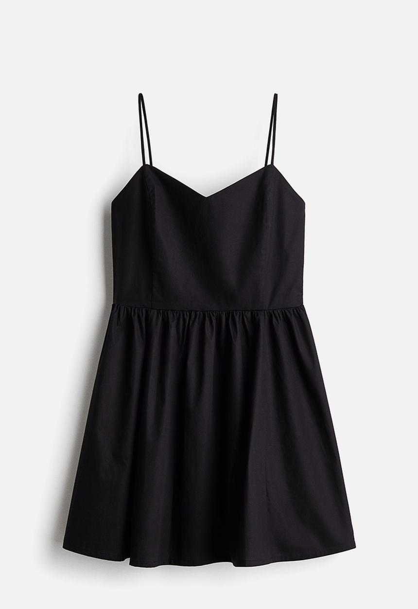 H&M - Flared-skirt cotton dress - black