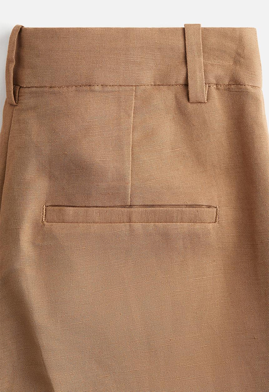 H&M - Wide linen-blend trousers - dark beige