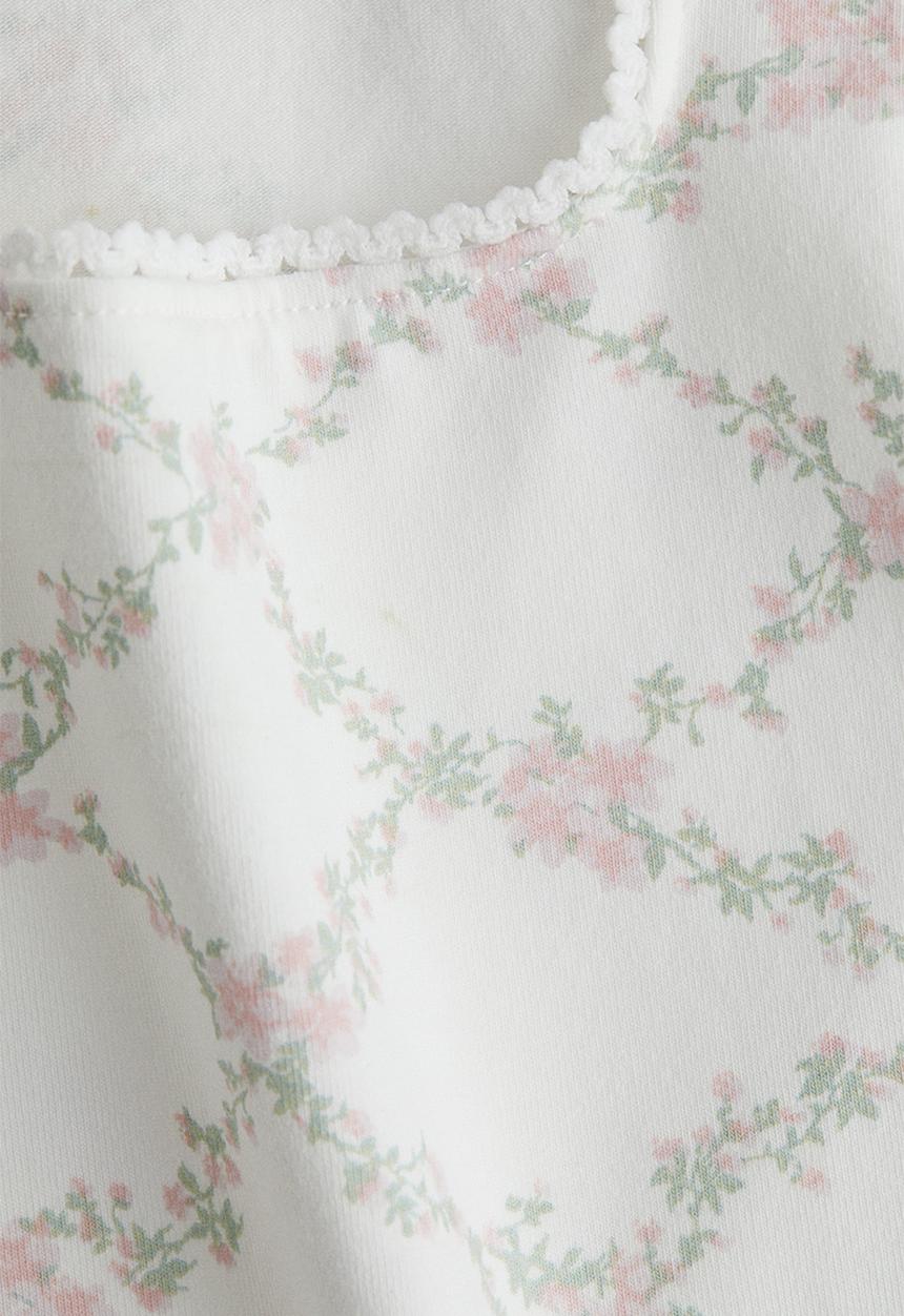 H&M - Picot-trimmed vest top - white/floral 