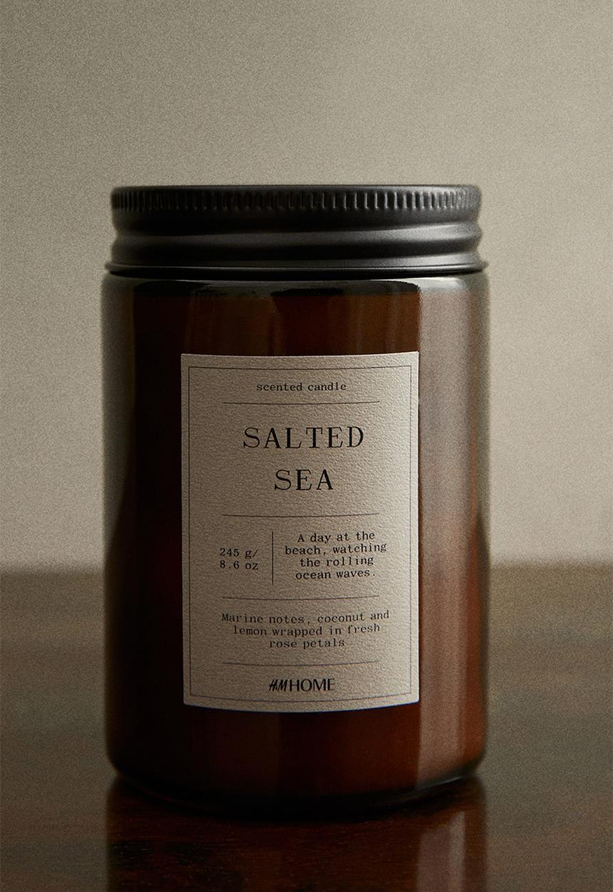 H&M - Small scented candle in glass holder - salted sea 