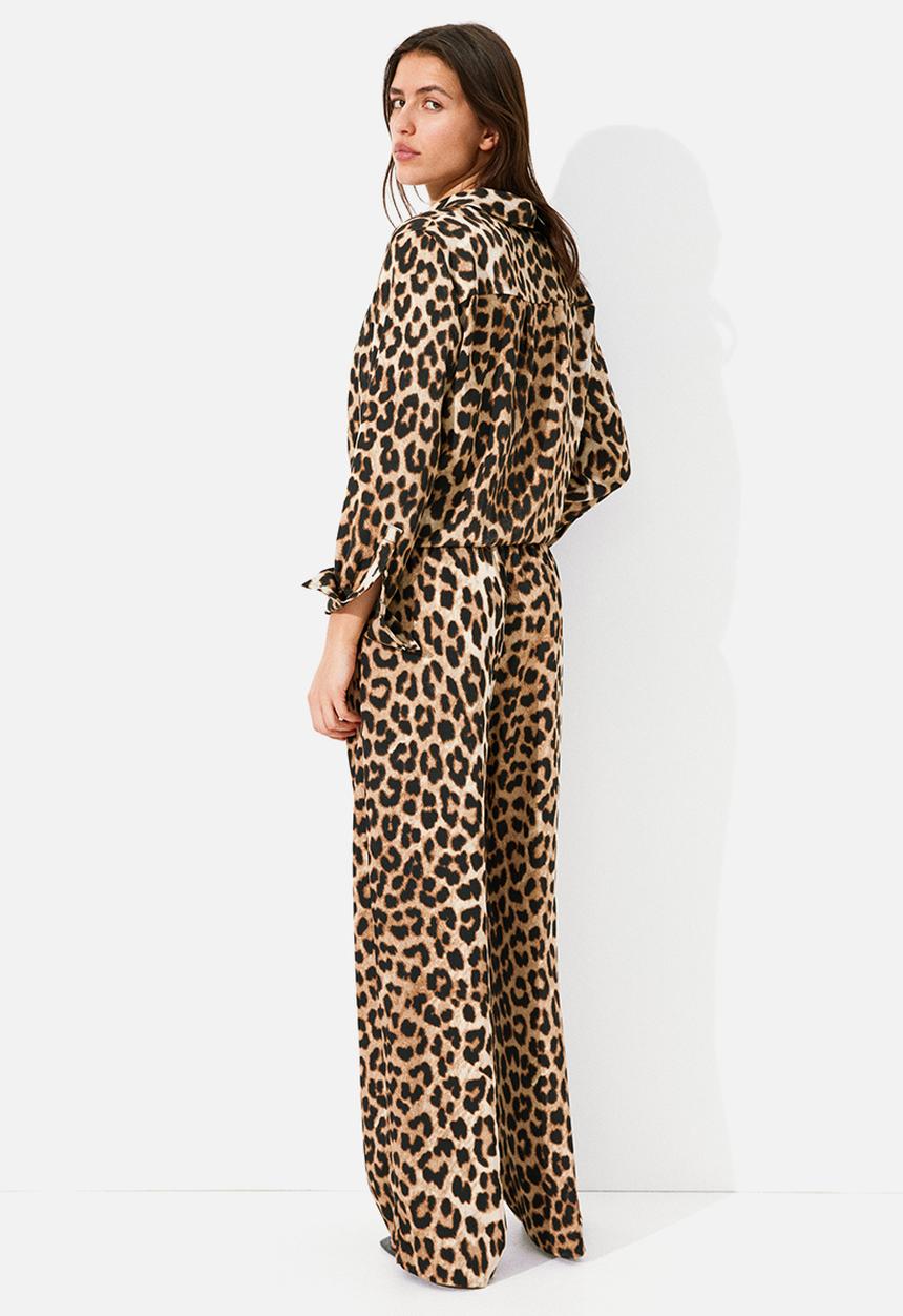 H&M - Drawstring twill trousers - beige leopard print 