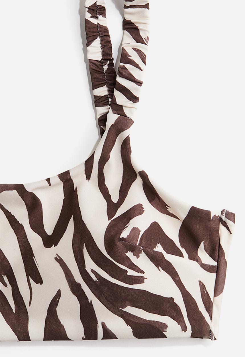 H&M - Padded bikini top - light beige zebra print 