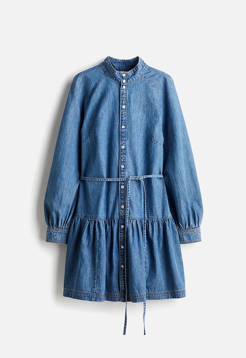 H&M - Tie-belt denim dress - denim blue