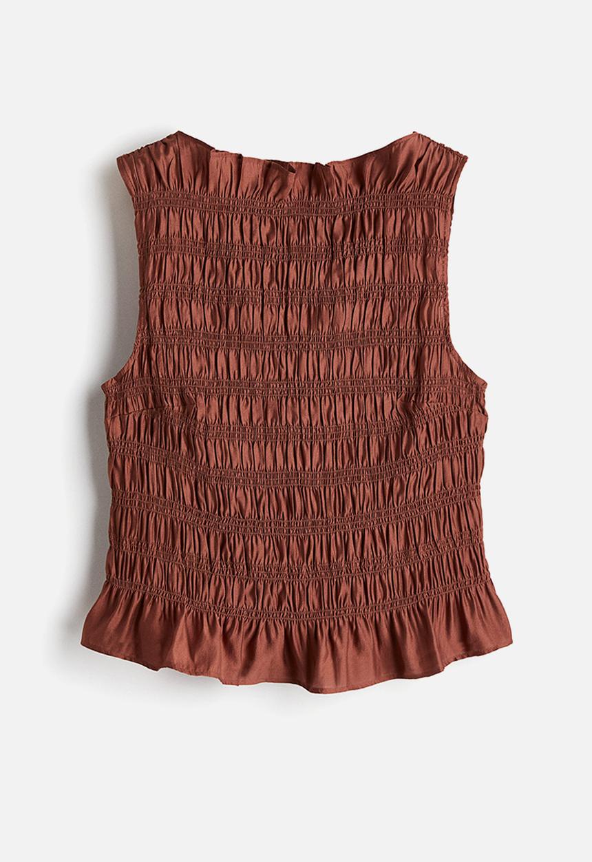 H&M - Smocked top - brown