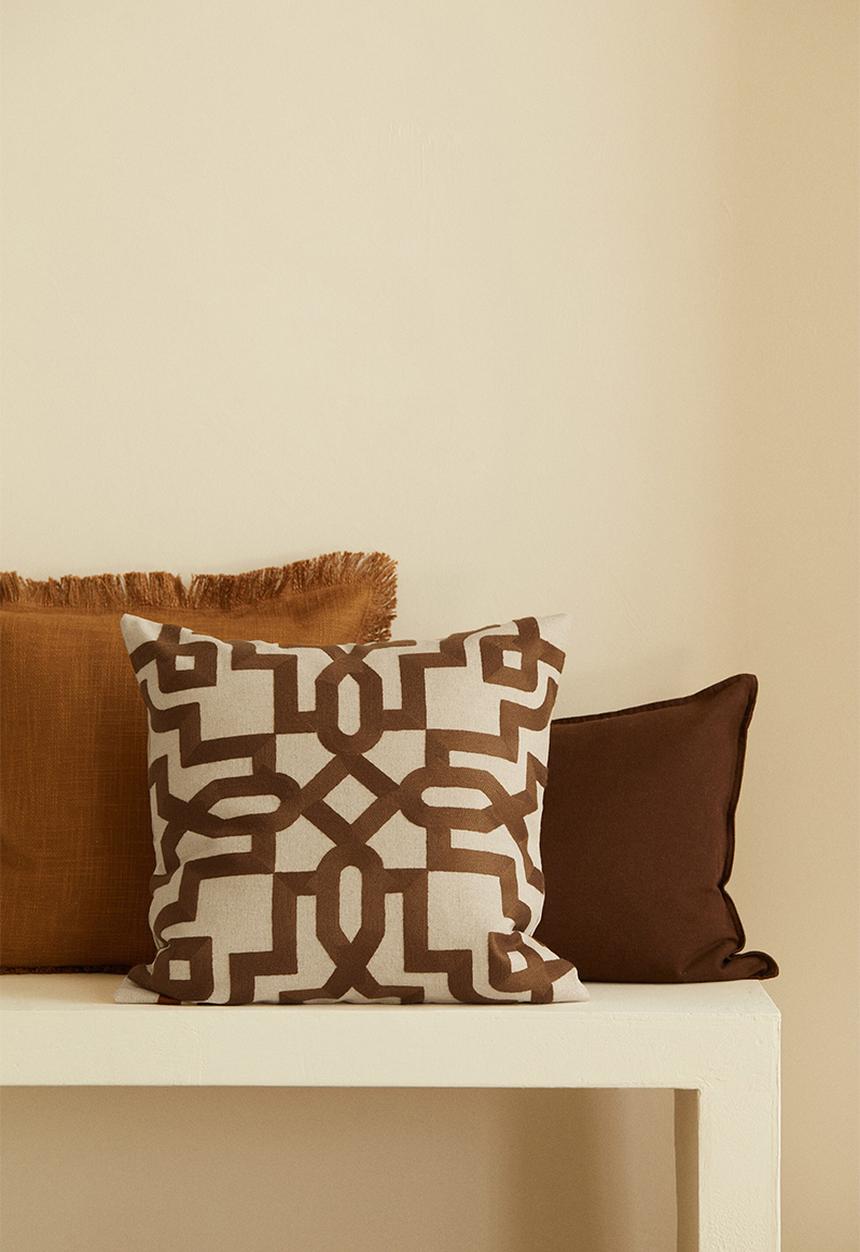 H&M - Patterned cushion cover - brown/patterned