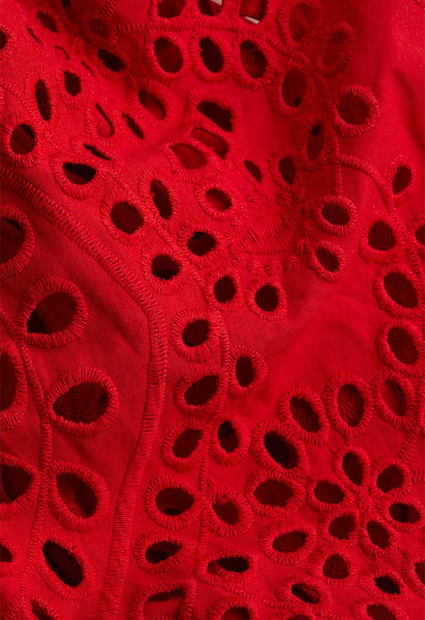 H&M - Broderie anglaise-sleeved dress - red