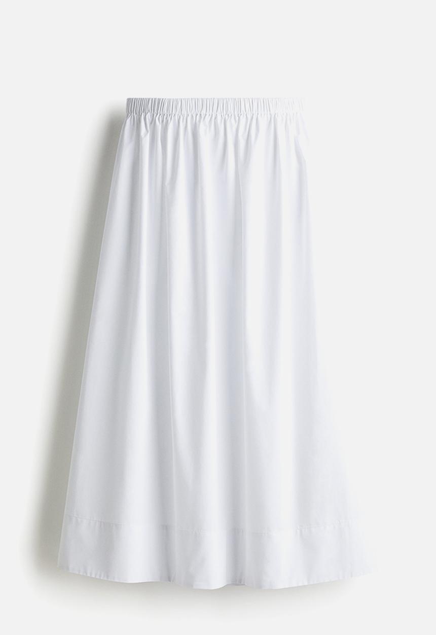 H&M - Cotton midi skirt - white
