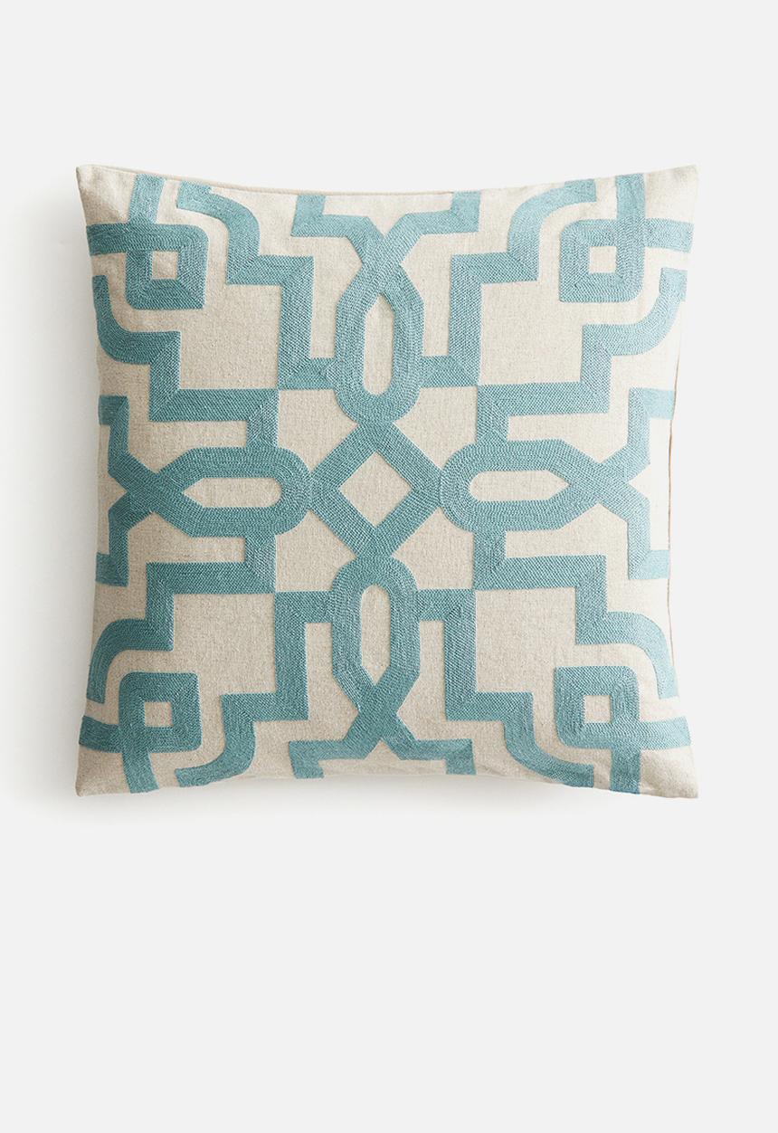 H&M - Patterned cushion cover - light blue 