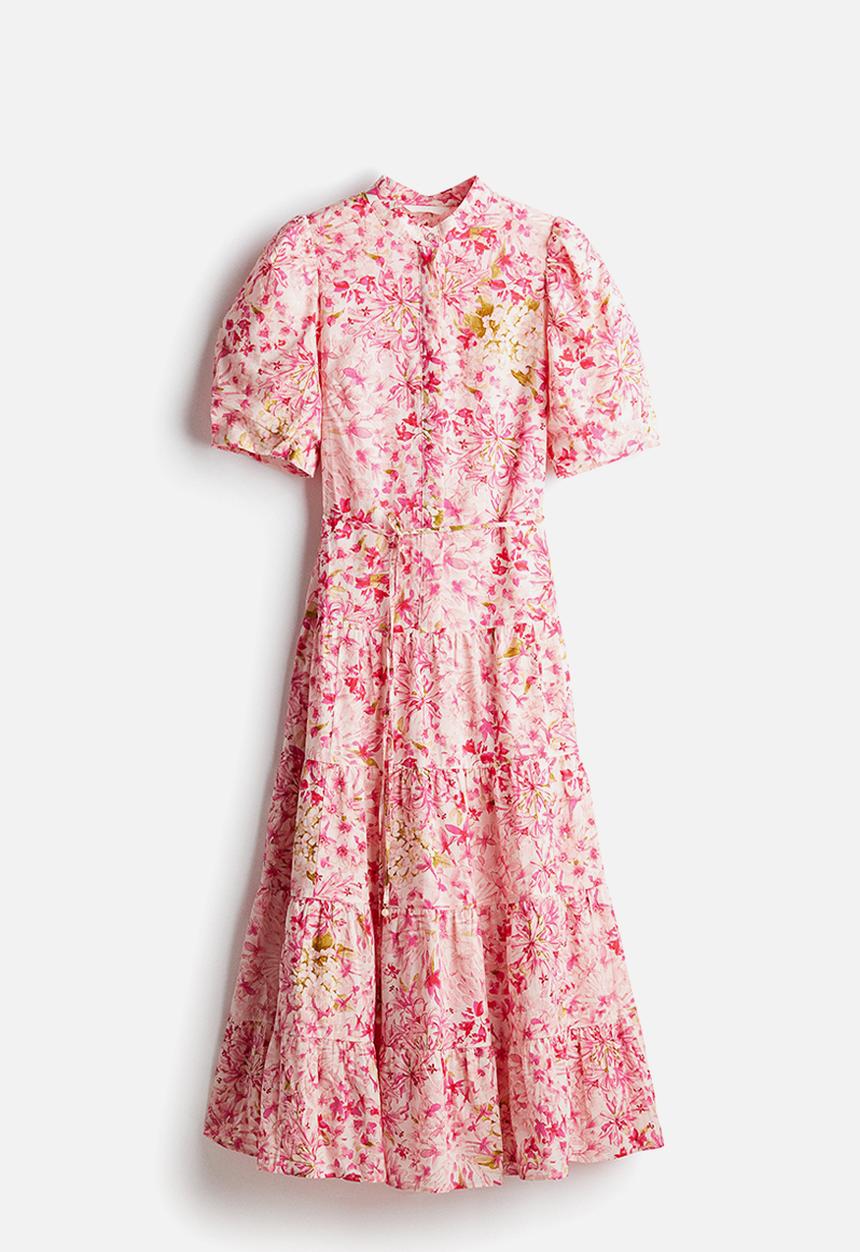 H&M - Long cotton dress - pink floral