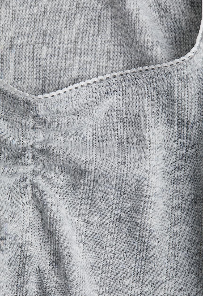 H&M - Picot-trimmed T-shirt - light grey marl 