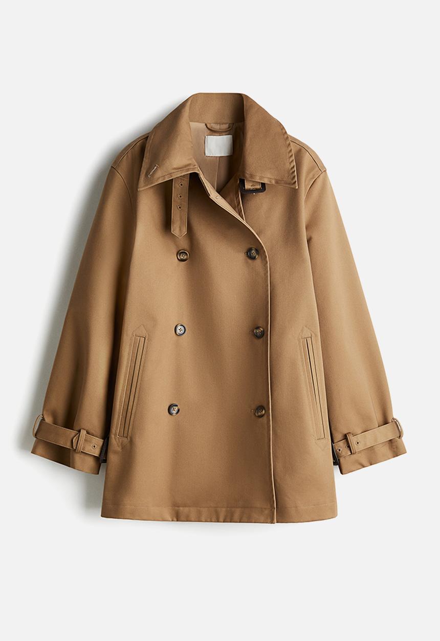 Short trench coat - dark beige - 1272982001
