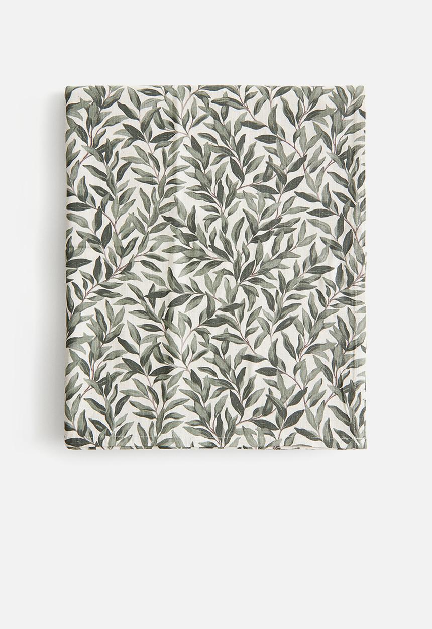 H&M - Patterned cotton tablecloth - beige/foliage