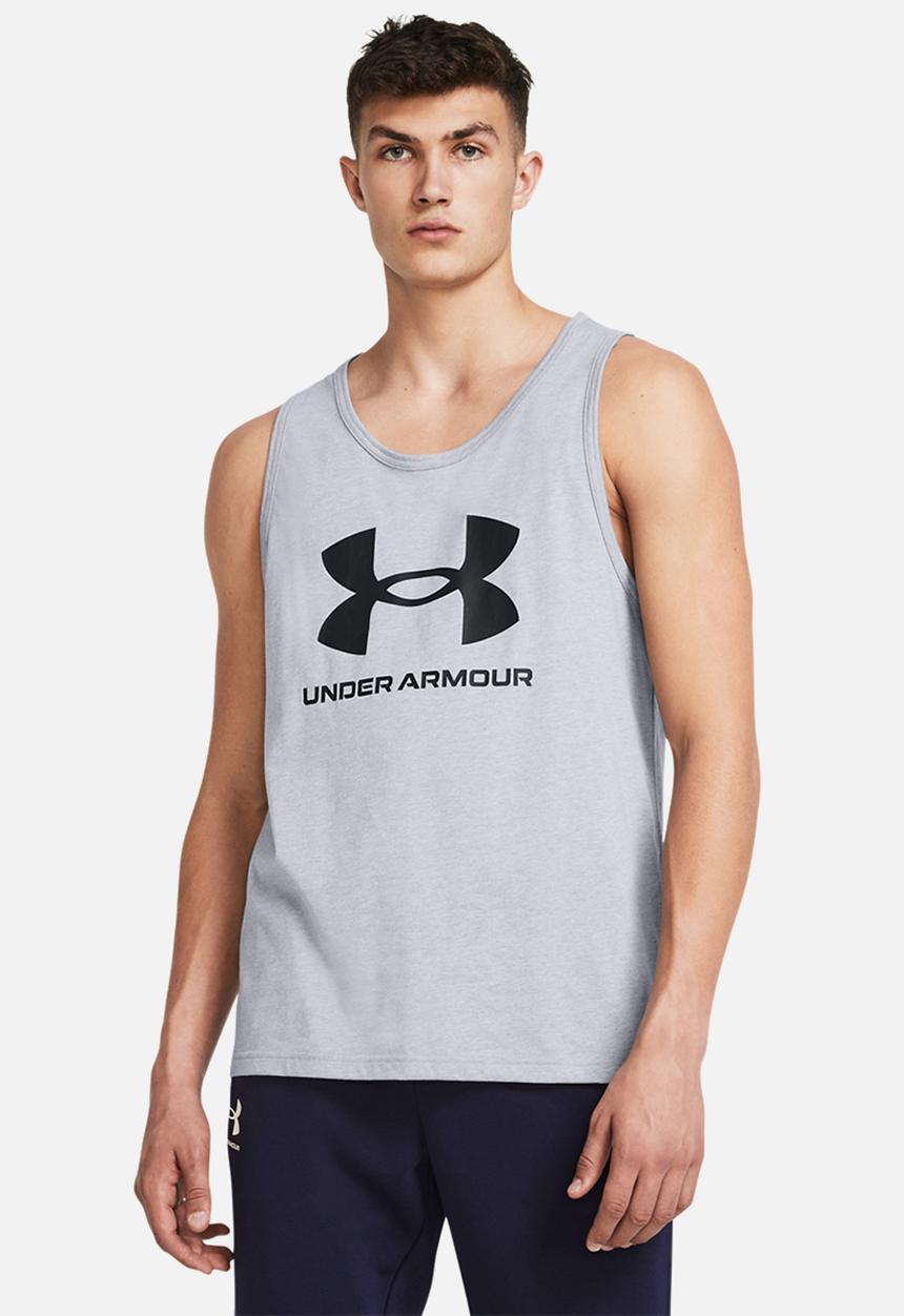 Under Armour - UA SPORTSTYLE LOGO TANK - Steel Light Heather & Black