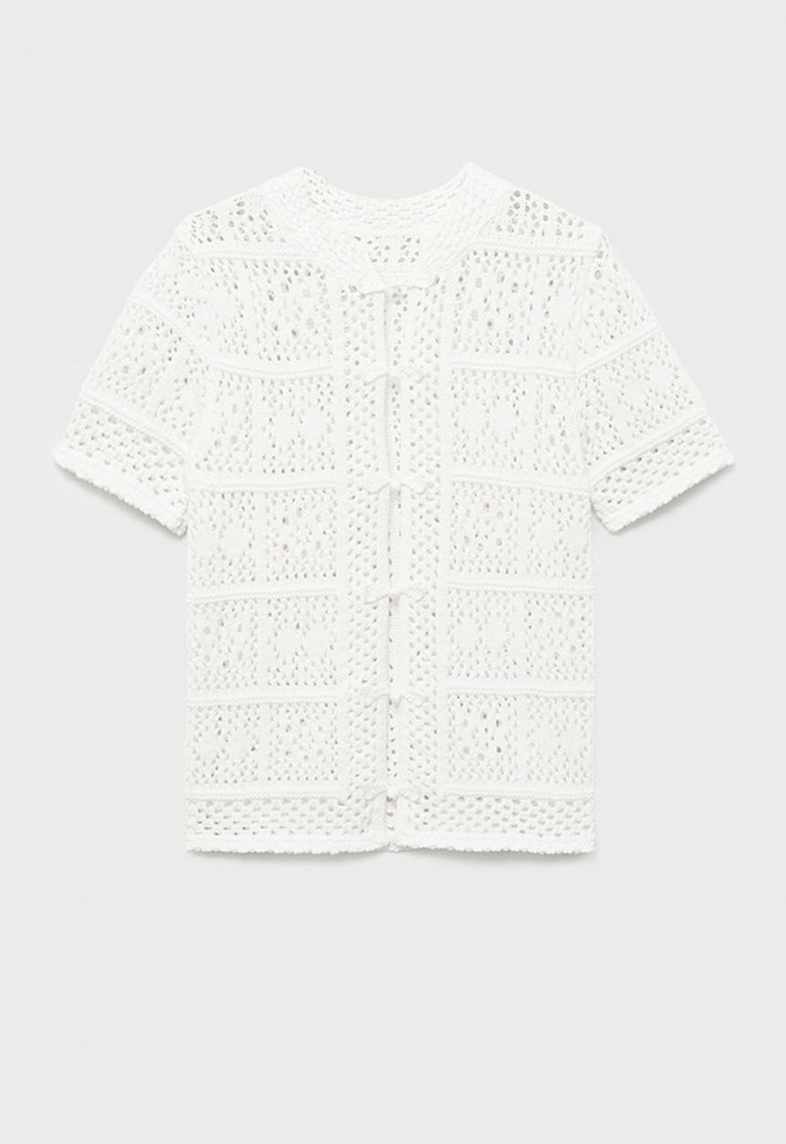 MANGO - Cardigan Scot - White