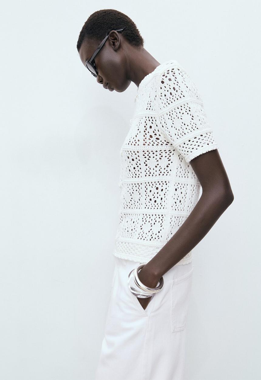 MANGO - Cardigan Scot - White
