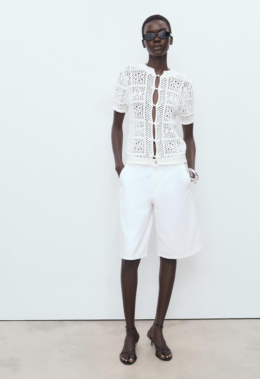 MANGO - Cardigan Scot - White
