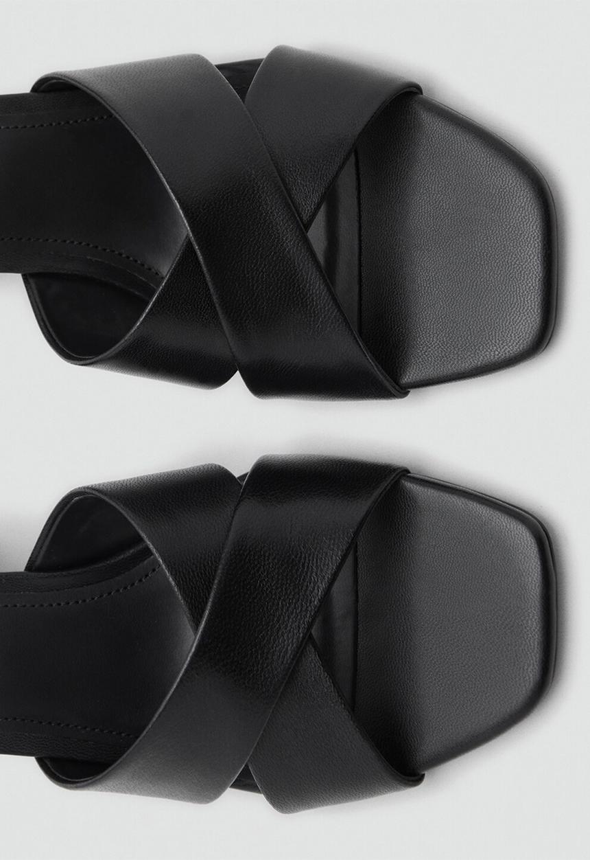 MANGO - Pau leather heel - black