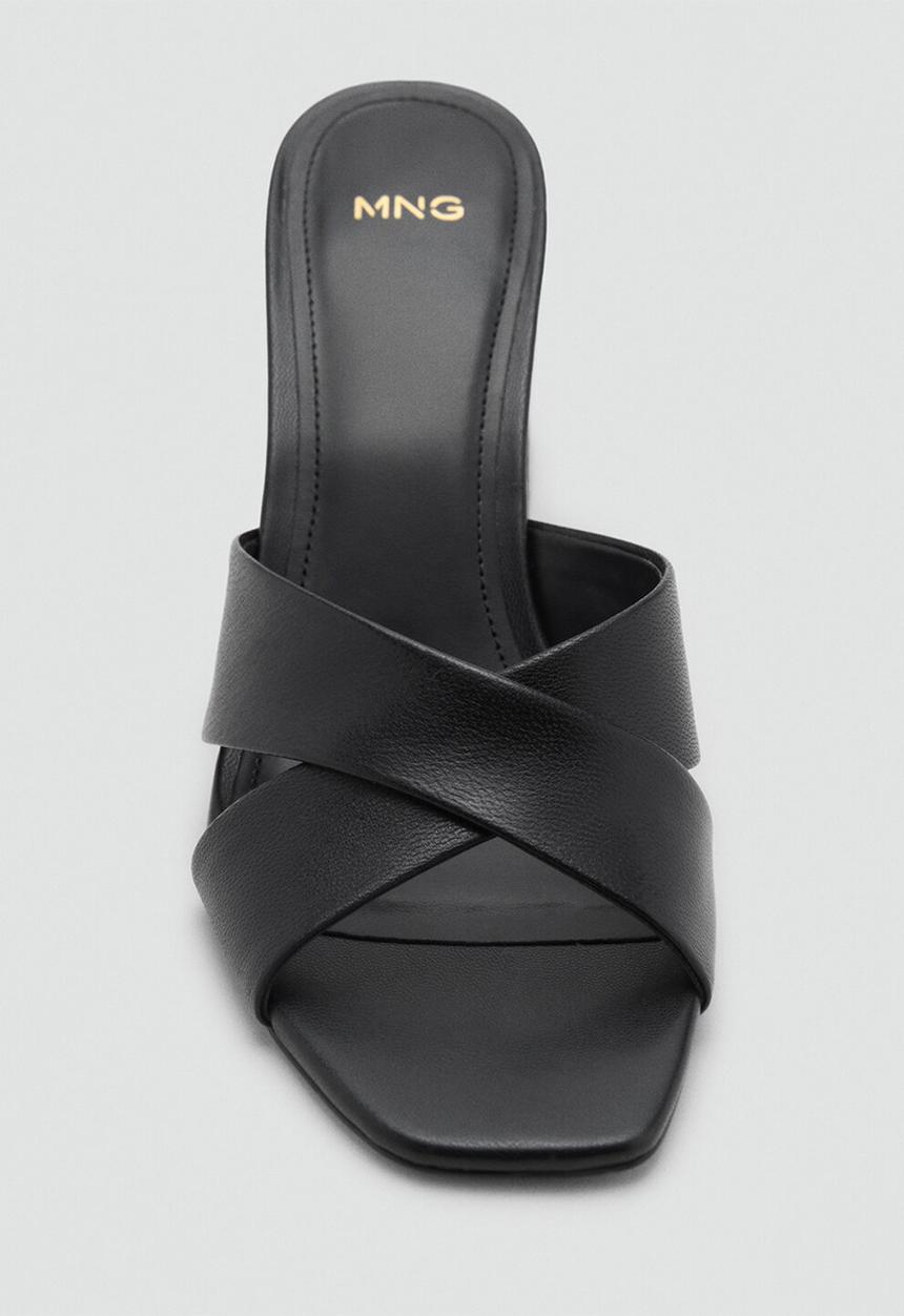 MANGO - Pau leather heel - black