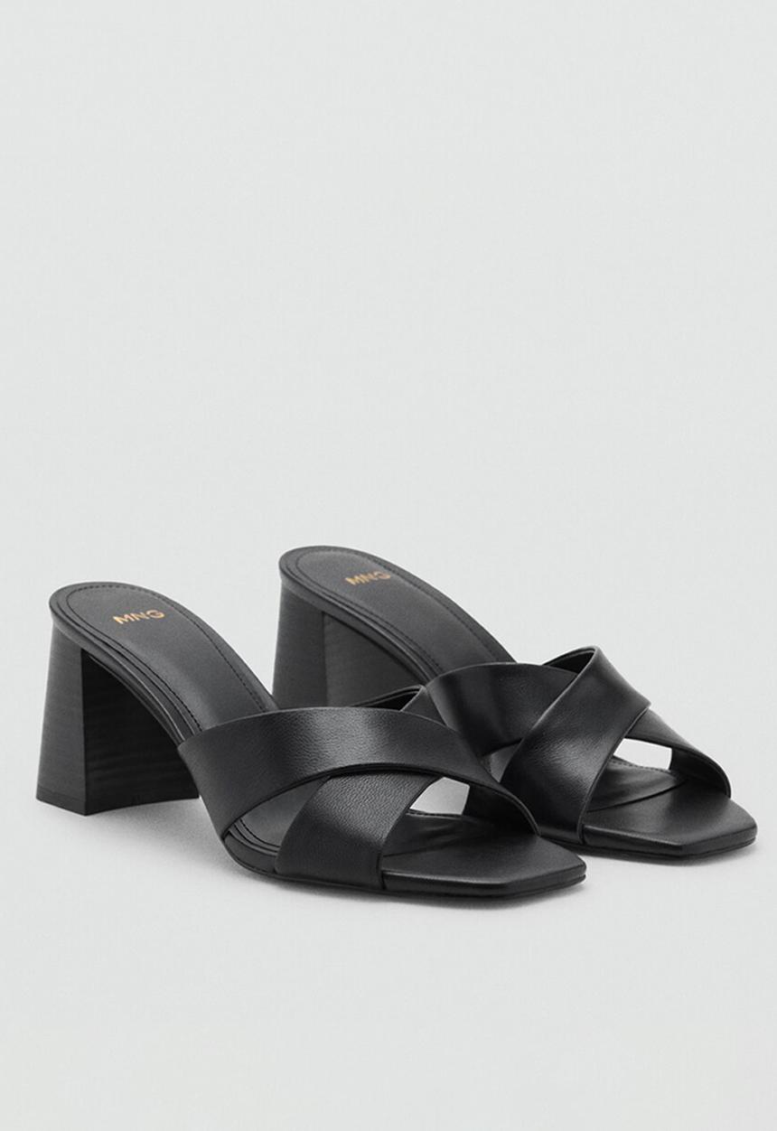 MANGO - Pau leather heel - black