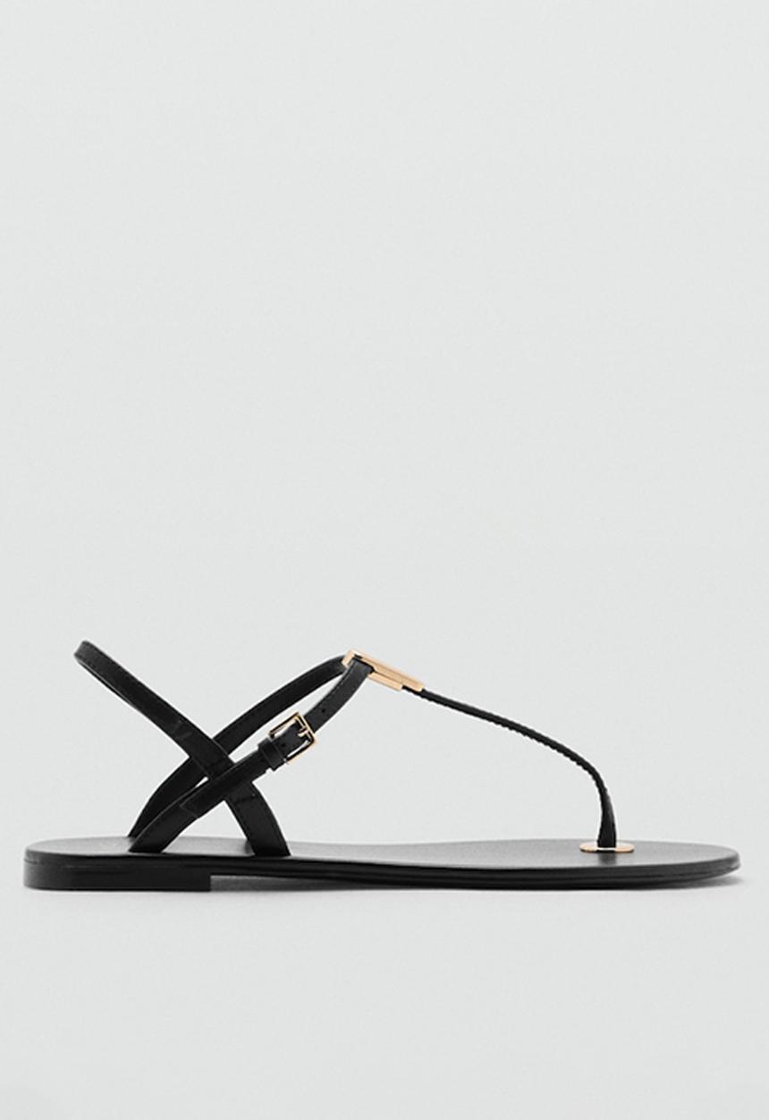 MANGO - Noma leather slingback - black