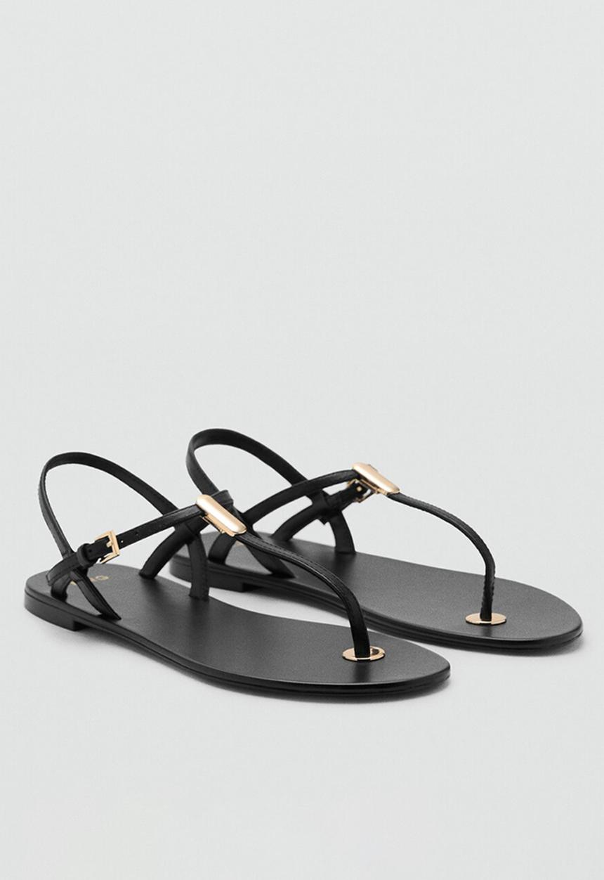 MANGO - Noma leather slingback - black