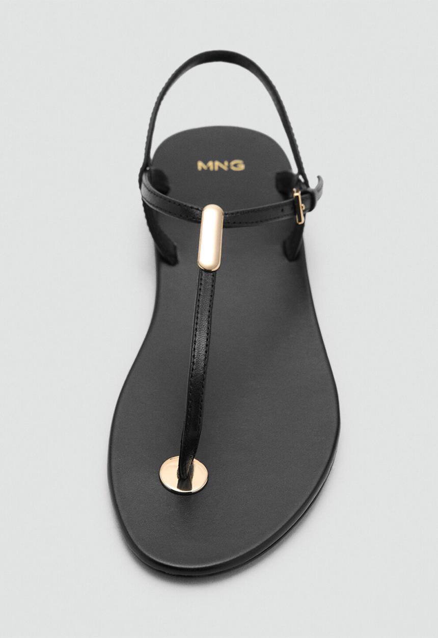MANGO - Noma leather slingback - black