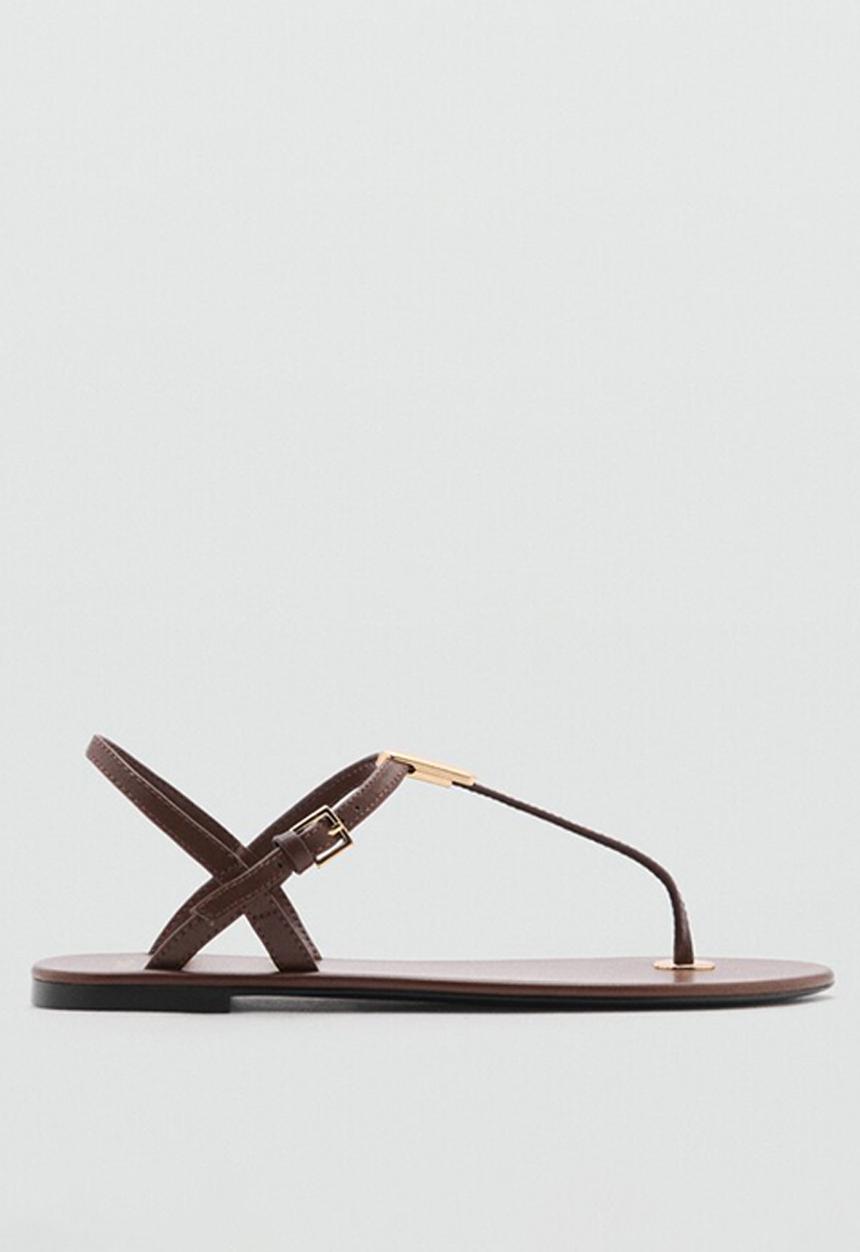 MANGO - Noma leather slingback - medium brown
