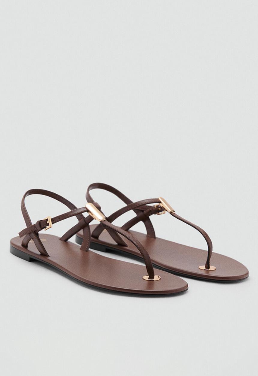 MANGO - Noma leather slingback - medium brown