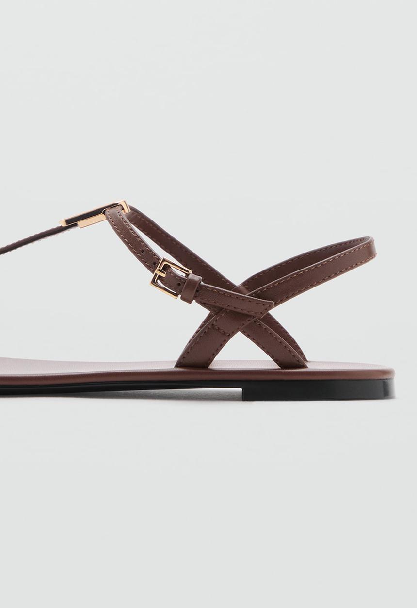 MANGO - Noma leather slingback - medium brown