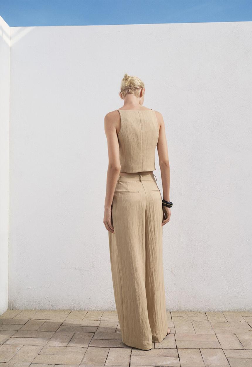 MANGO - Trousers Deia - Light Beige