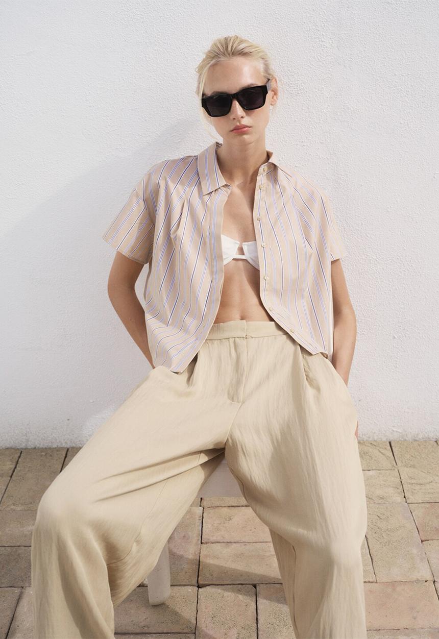 MANGO - Trousers Deia - Light Beige