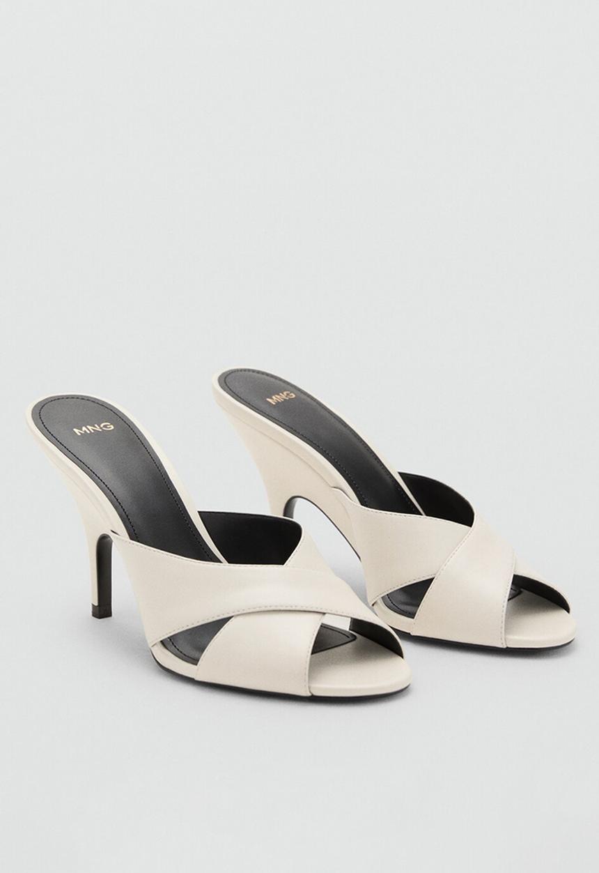 MANGO - Dominic leather heel - light beige