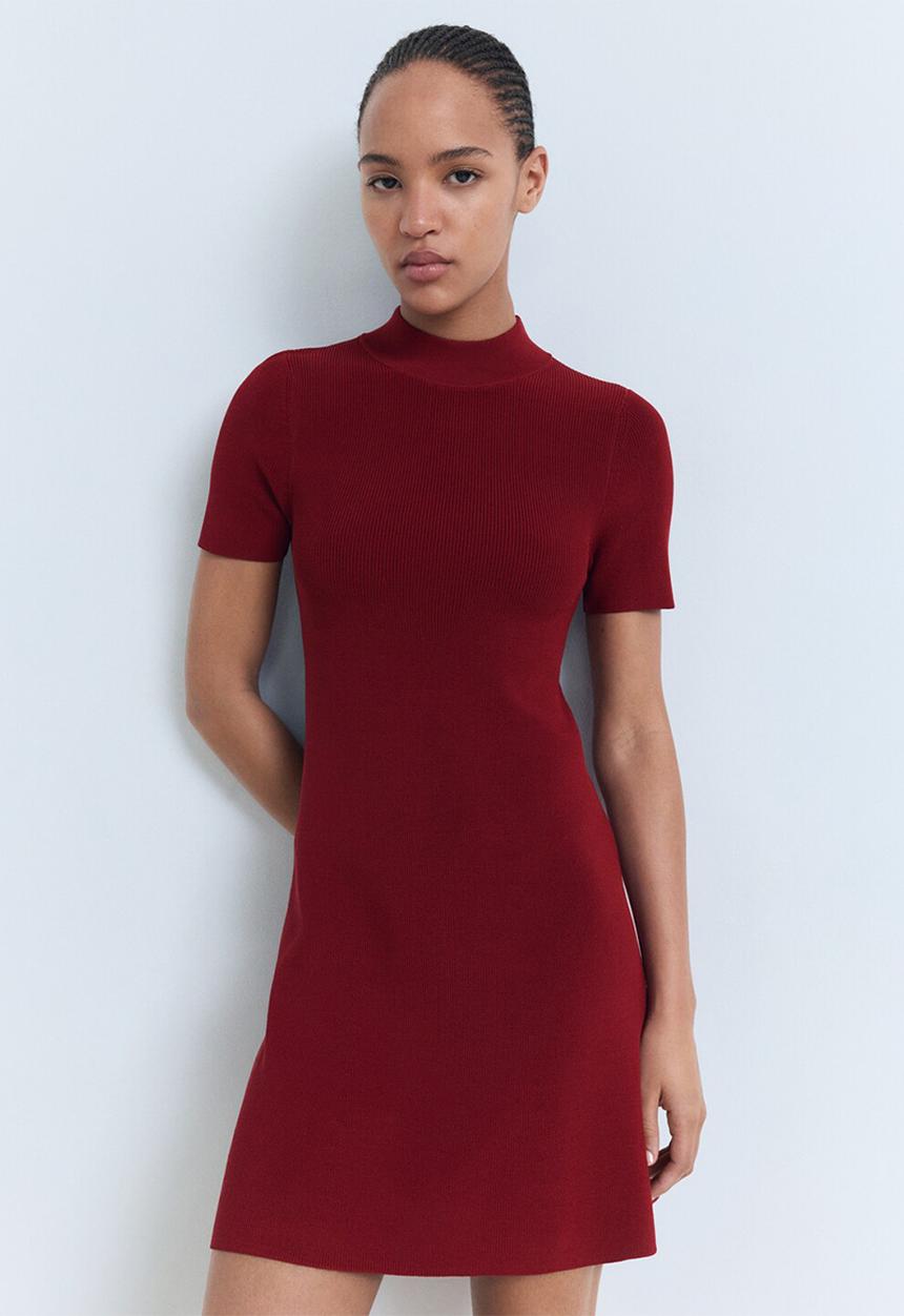 MANGO - Dress Seseta - Dark Red