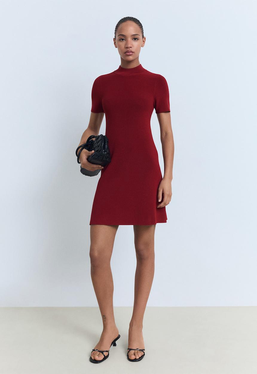 MANGO - Dress Seseta - Dark Red