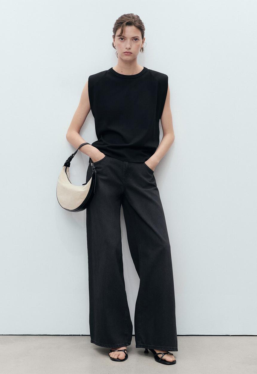 MANGO - T-Shirt Viri - Black