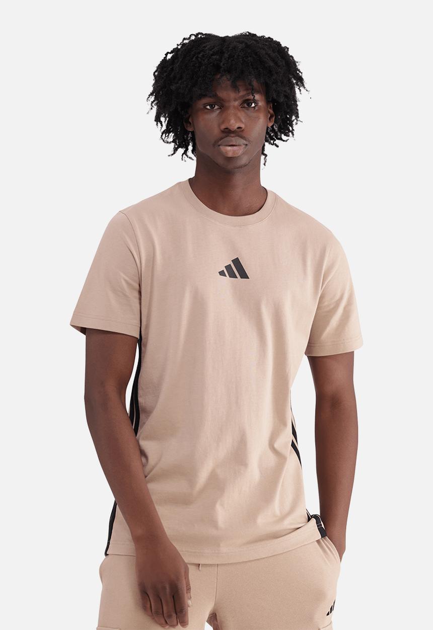 adidas Performance - Essentials 3-Stripes Single Jersey T-Shirt - Brown