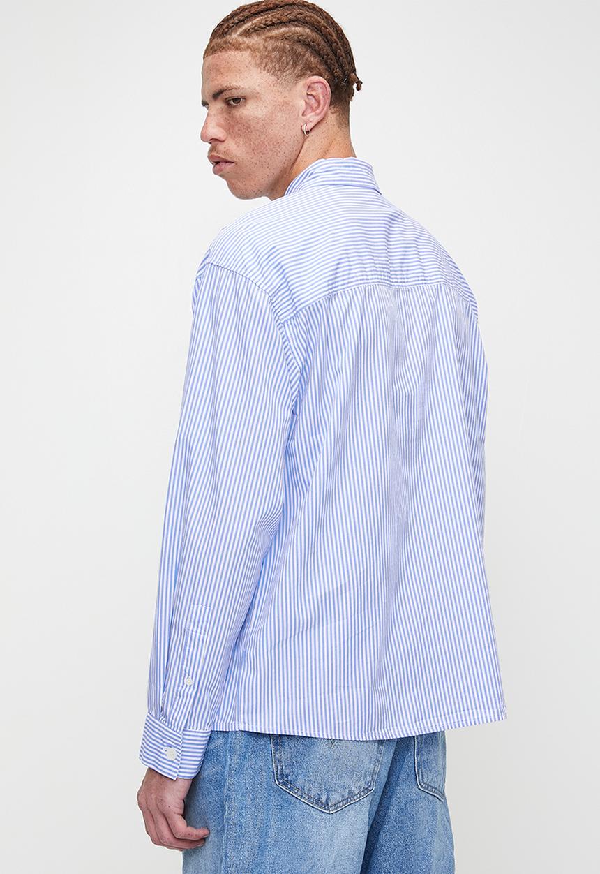 Cotton On - Hampton Long Sleeve Shirt -  Blue Stripe
