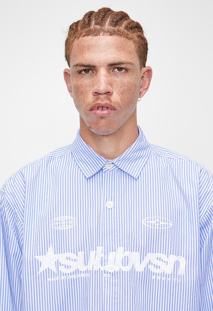 Cotton On - Hampton Long Sleeve Shirt -  Blue Stripe