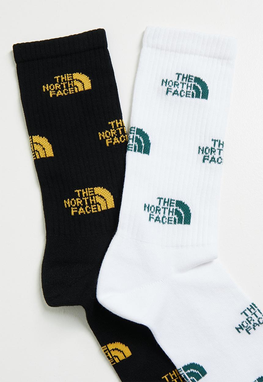 The North Face - Everyday Crew Sock Logo - 2P - TNF Black-Summit Gold-TNF White-Hunter Green (FUQ)
