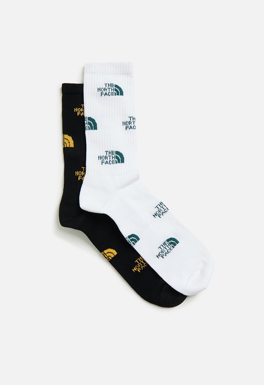 The North Face - Everyday Crew Sock Logo - 2P - TNF Black-Summit Gold-TNF White-Hunter Green (FUQ)