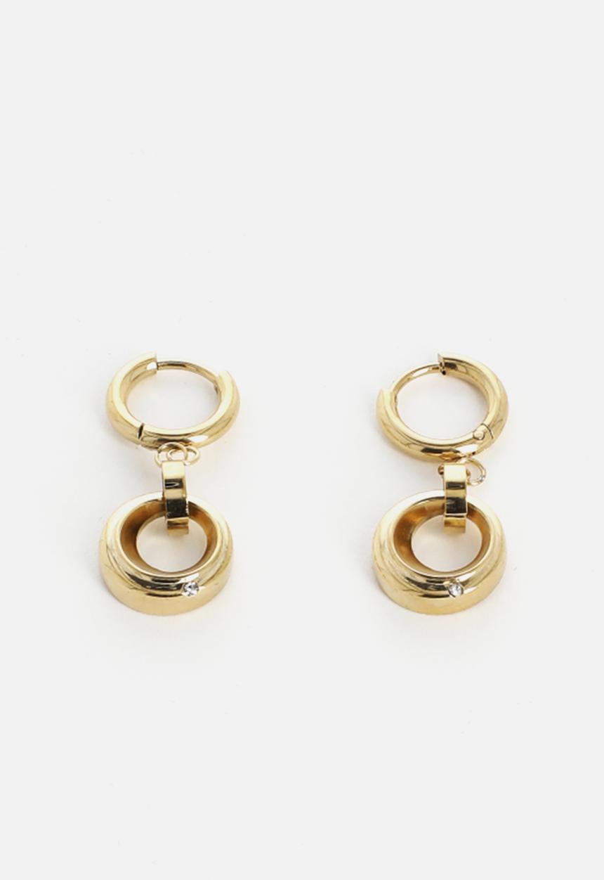 Zoe on Trend - Modern hoop and drop earrings - gold
