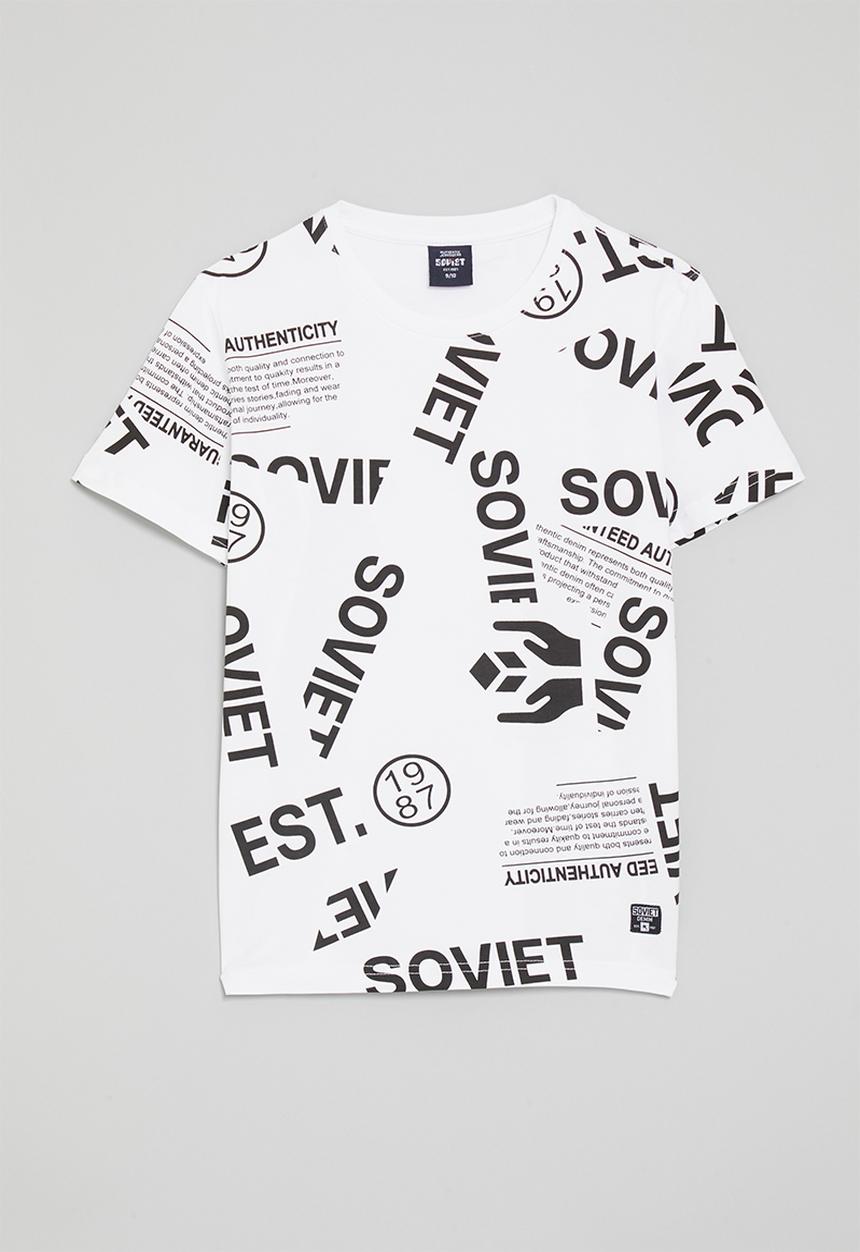 SOVIET - Boys rotary print T-shirt - white