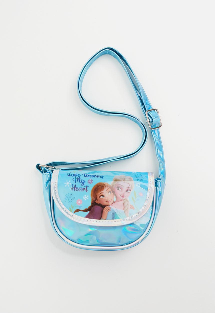 Pop Candy - Frozen metallic PU sling bag - blue/love warms my heart