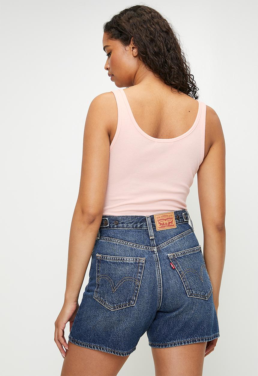 Brave Soul - Ladies Vest Scoop Neck Rib Bodysuit With Placket - Light Pink