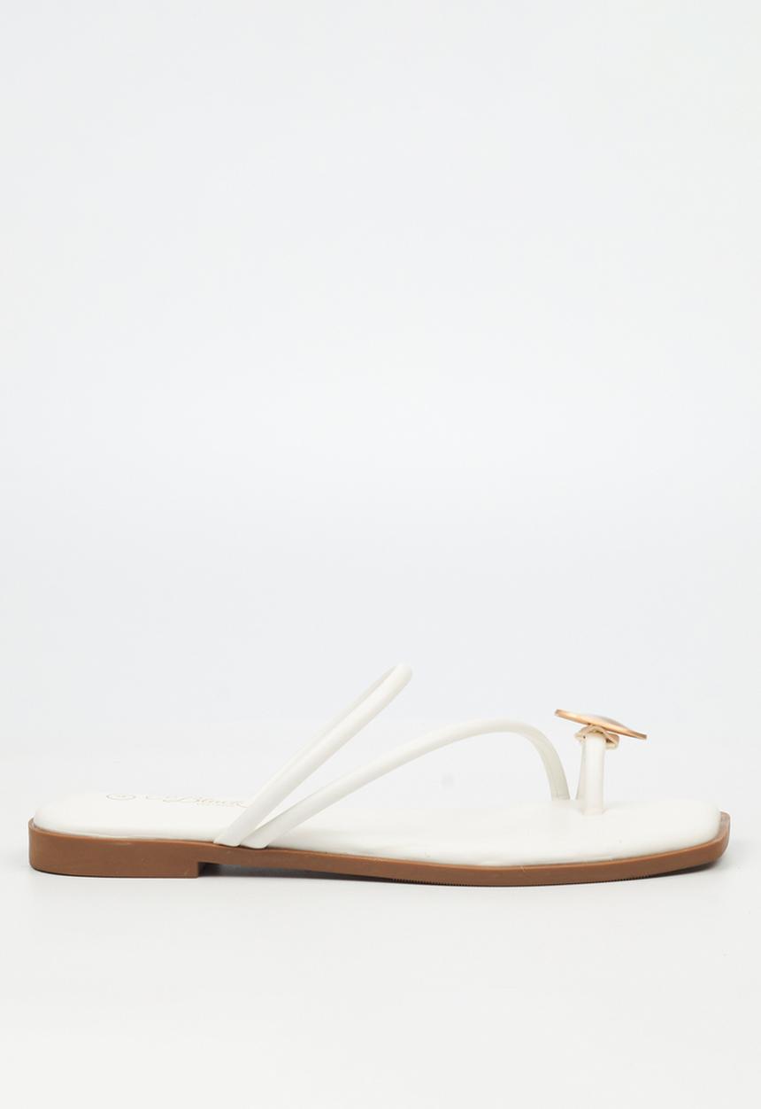 Miss Black - Naledi 4 flat sandal - white