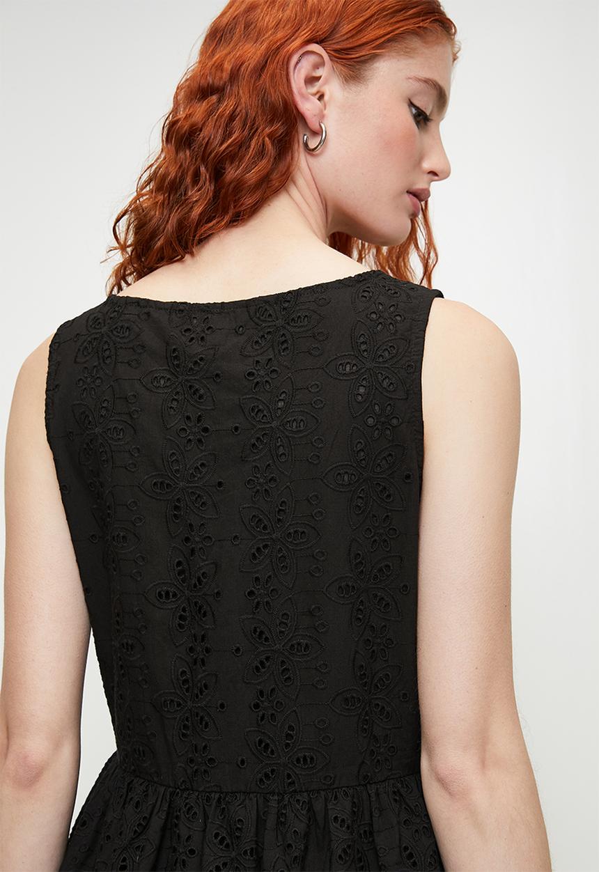 Brave Soul - Ladies Broiderie Dress - Black
