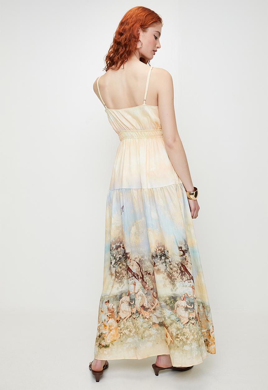 MILLA - Landscape border printed maxi dress - lemon print