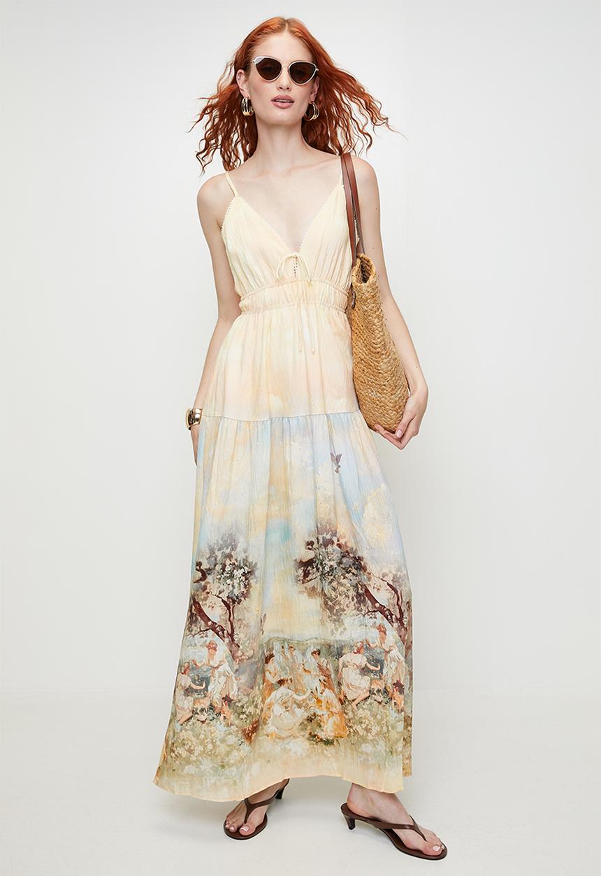 MILLA - Landscape border printed maxi dress - lemon print